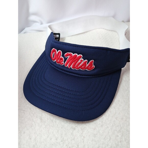 Ole Miss Rebels Zephyr Visor M/L Official Collegiate Blue w/Elastic Band - Picture 1 of 11